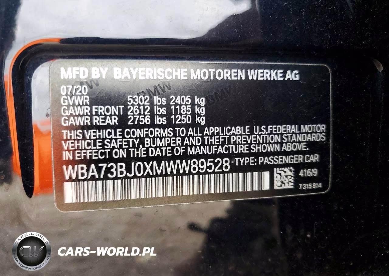 2021 BMW 540 Xi VIN:WBA73BJ0XMWW89528 - 12