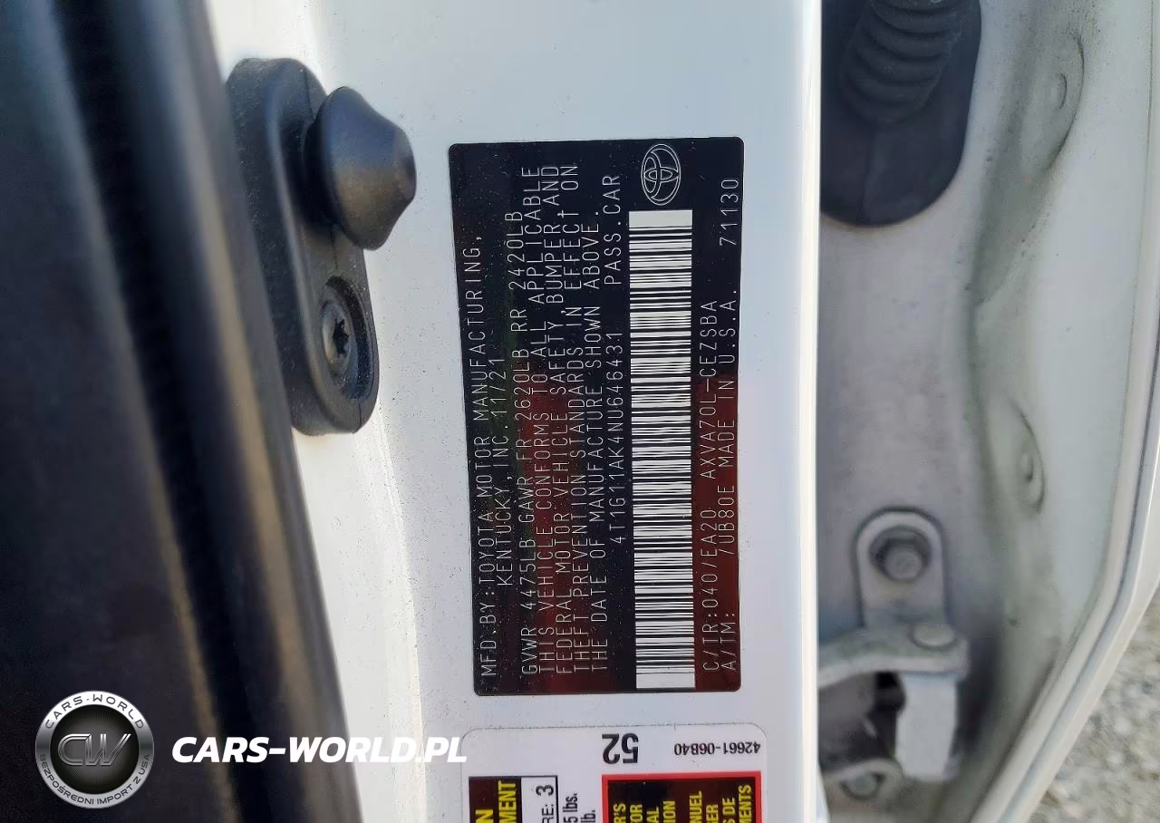 2022 Toyota Camry Se VIN:4T1G11AK4NU646431 - 12