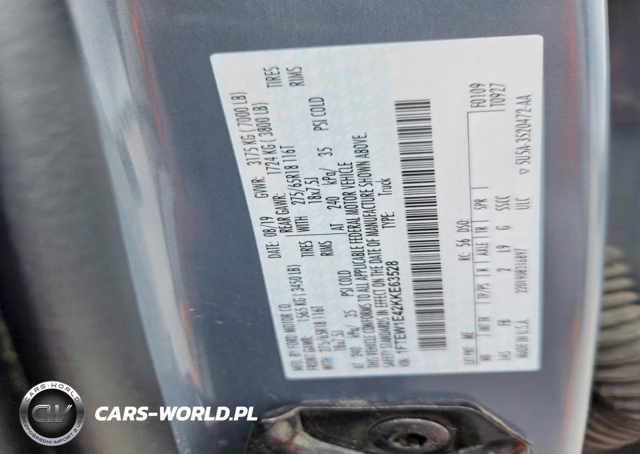 2019 Ford F150 Supercrew VIN:1FTEW1E42KKE63528 - 12