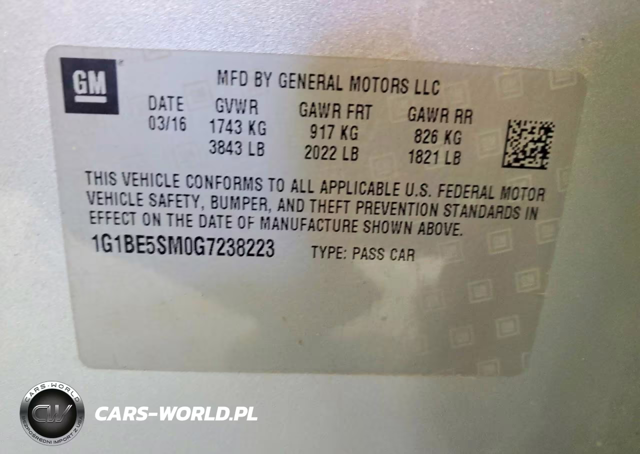 2016 Chevrolet Cruze Lt VIN:1G1BE5SM0G7238223 - 12