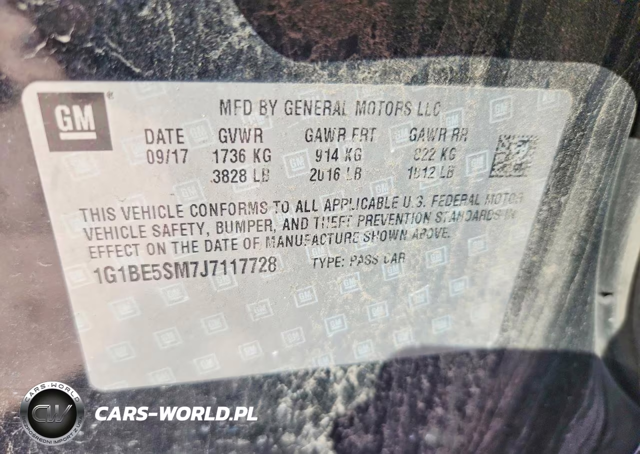 2018 Chevrolet Cruze Lt VIN:1G1BE5SM7J7117728 - 12