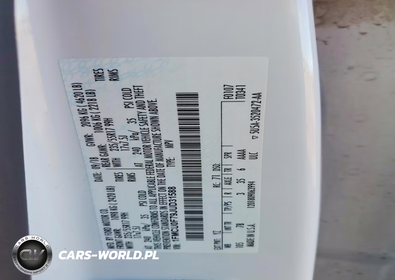2018 Ford Escape S VIN:1FMCU0F79JUD31588 - 13
