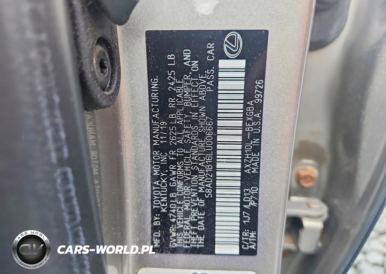 2020 Lexus Es 300H VIN:58AD21B16LU006667 - 12