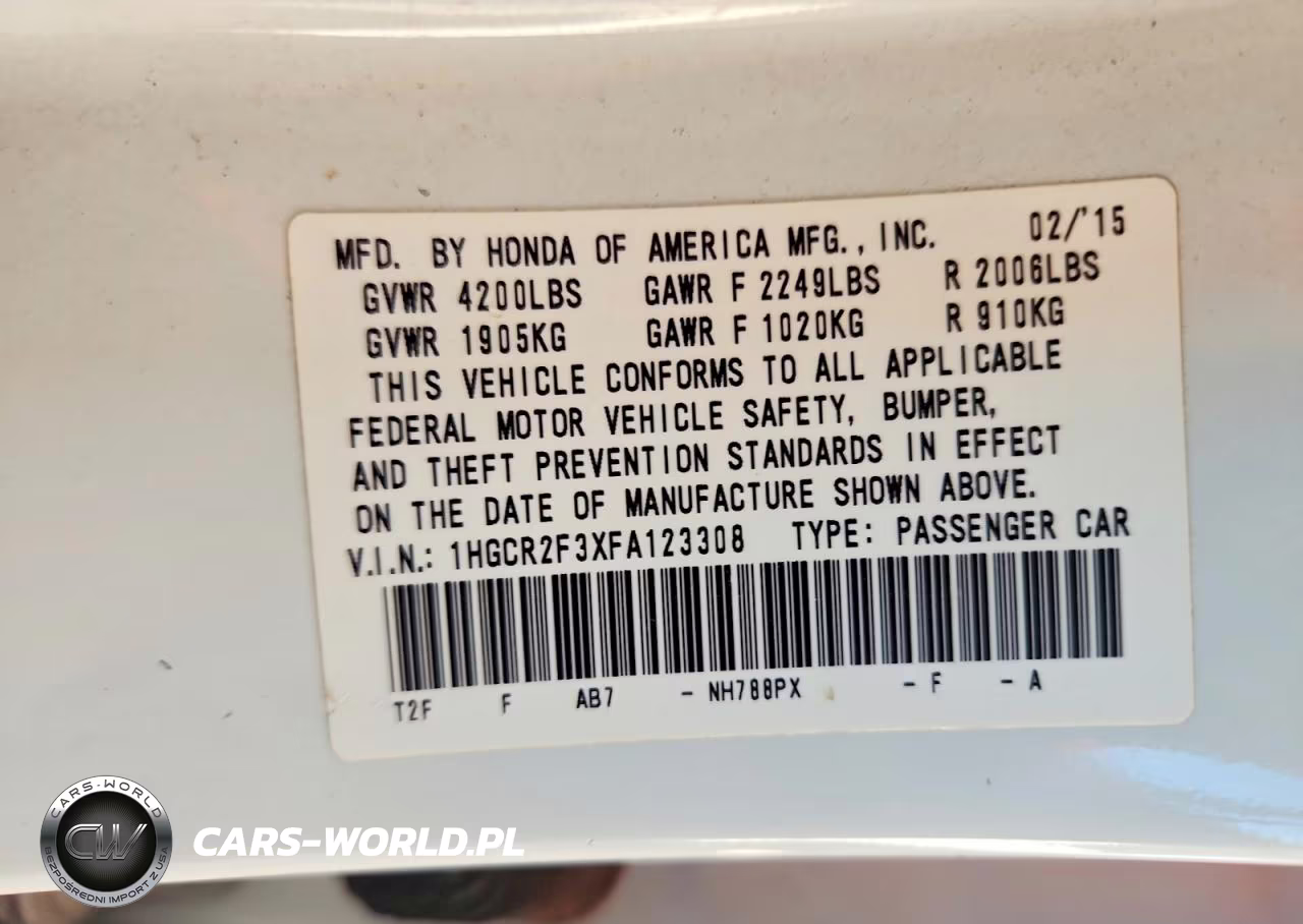 2015 Honda Accord Lx VIN:1HGCR2F3XFA123308 - 13