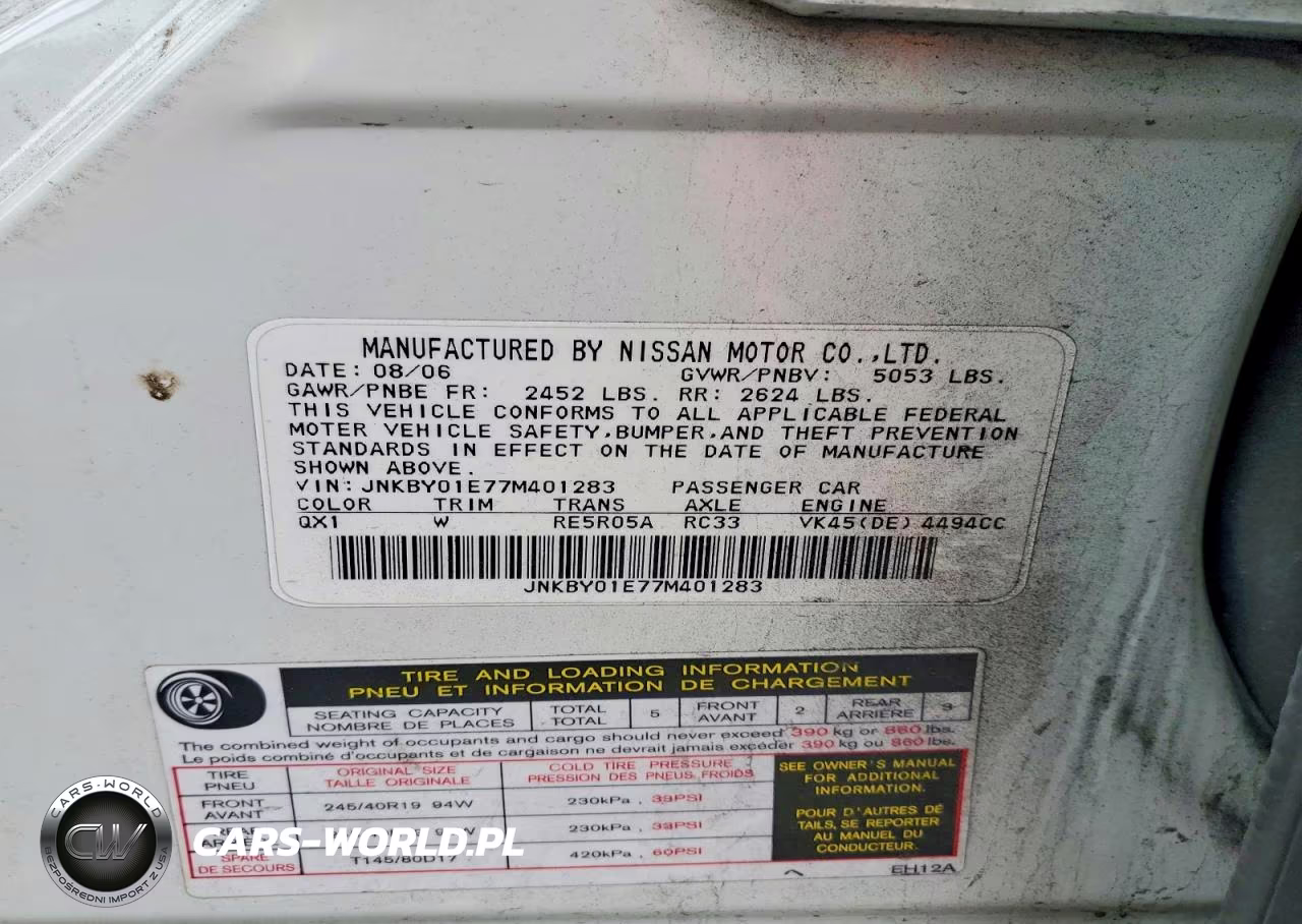 2007 Infiniti M45 Base VIN:JNKBY01E77M401283 - 12