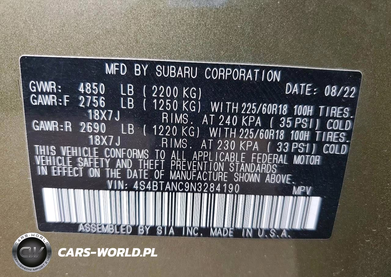 2022 Subaru Outback Limited VIN:4S4BTANC9N3284190 - 14