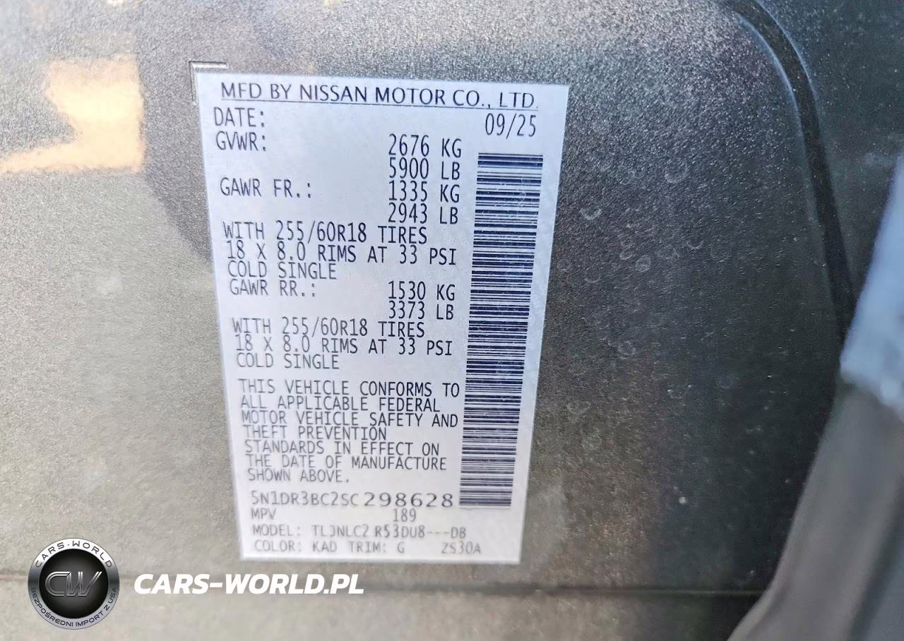 2025 Nissan Pathfinder Sv VIN:5N1DR3BC2SC298628 - 13