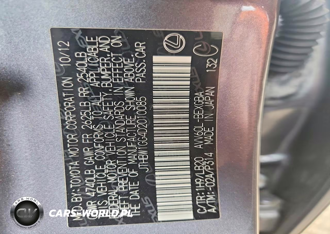 2013 Lexus Es 300H VIN:JTHBW1GG4D2010085 - 12