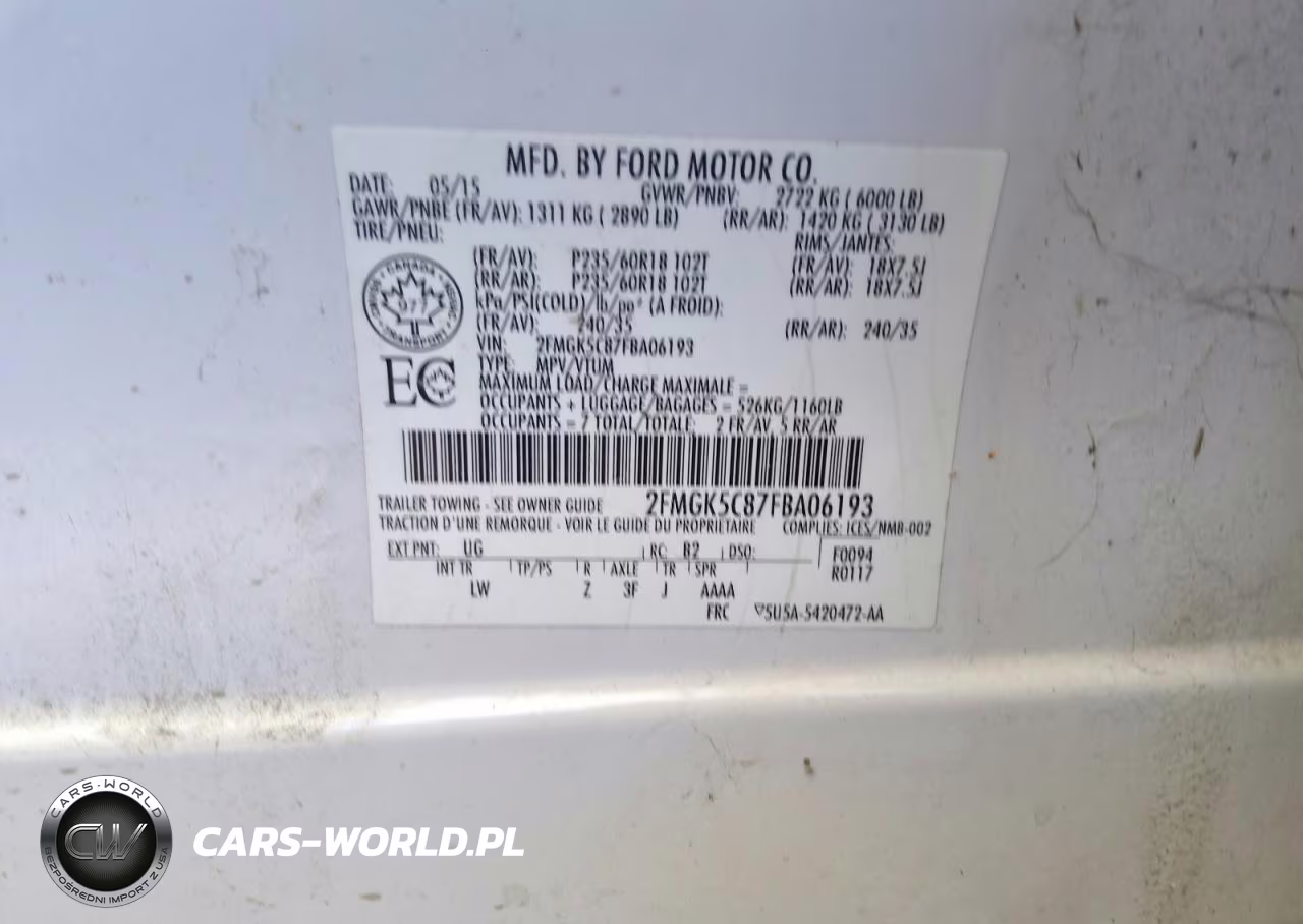 2015 Ford Flex Sel VIN:2FMGK5C87FBA06193 - 13