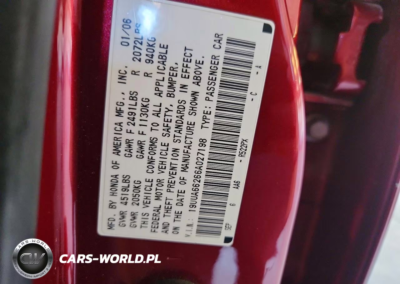 2006 Acura 3.2Tl VIN:19UUA66266A027198 - 12