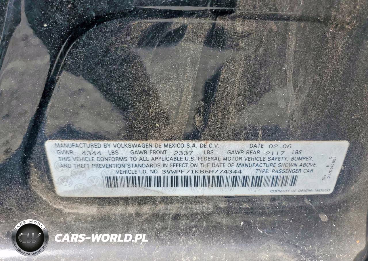 2006 Volkswagen Jetta Value VIN:3VWPF71K86M774344 - 12