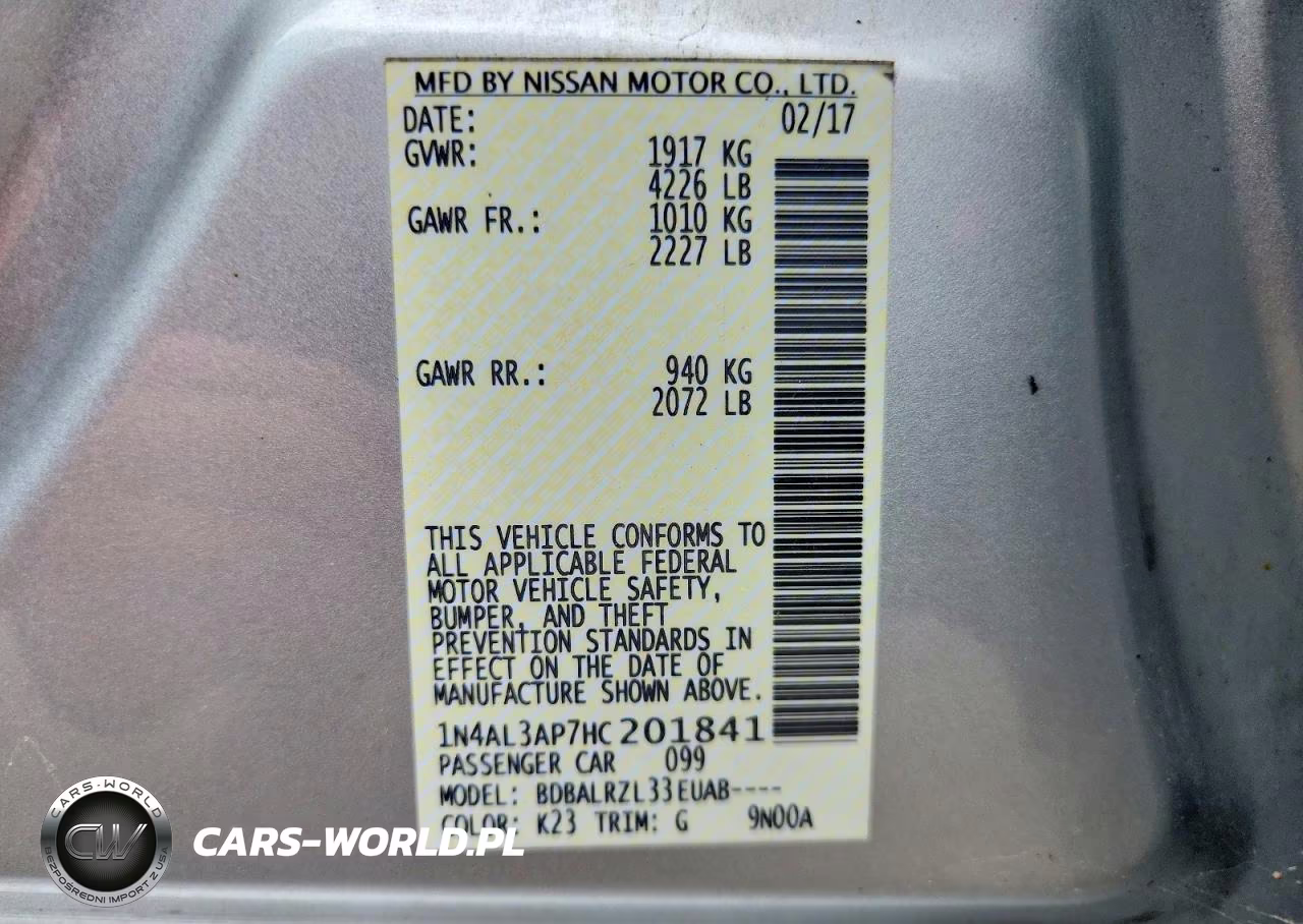 2017 Nissan Altima 2.5 Sl VIN:1N4AL3AP7HC201841 - 13