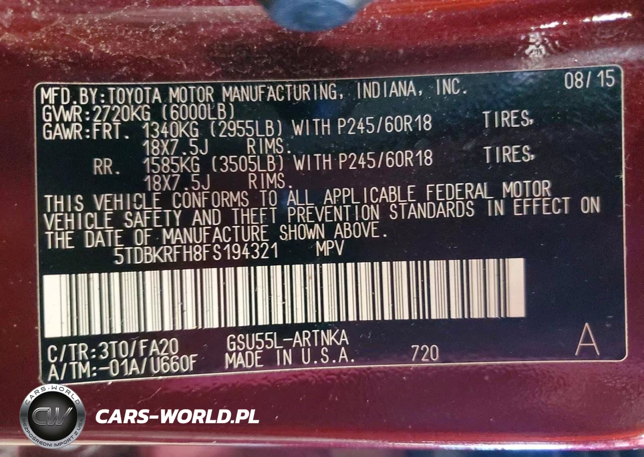 2015 Toyota Highlander Le Plus VIN:5TDBKRFH8FS194321 - 13