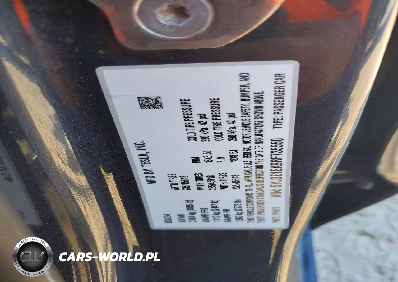2024 Tesla Model 3 VIN:5YJ3E1EA9RF735550 - 12