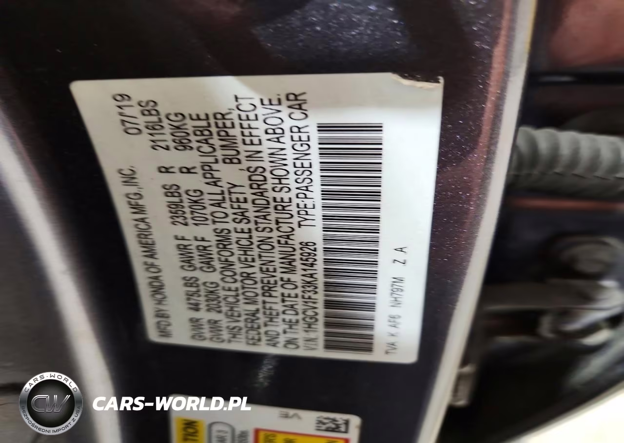 HONDA ACCORD SPO VIN:1HGCV1F33KA145926 - 12