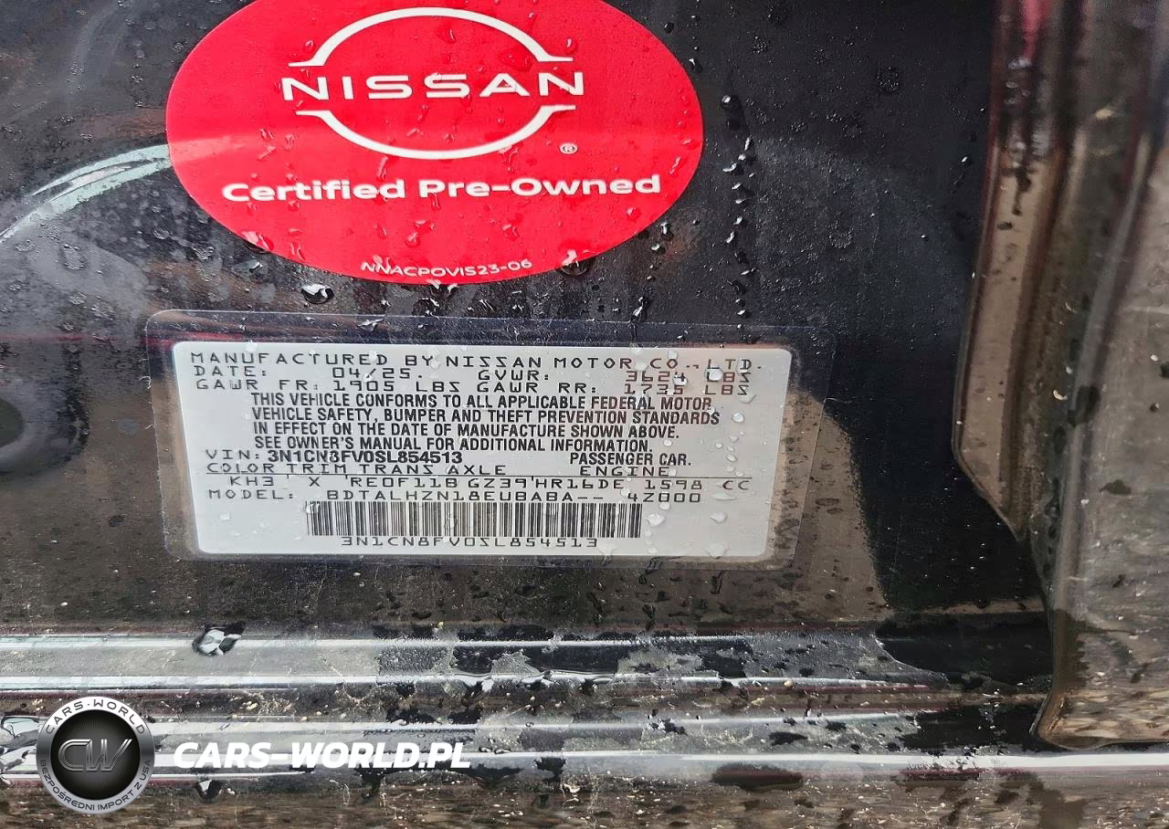 2025 Nissan Versa Sr VIN:3N1CN8FV0SL854513 - 12
