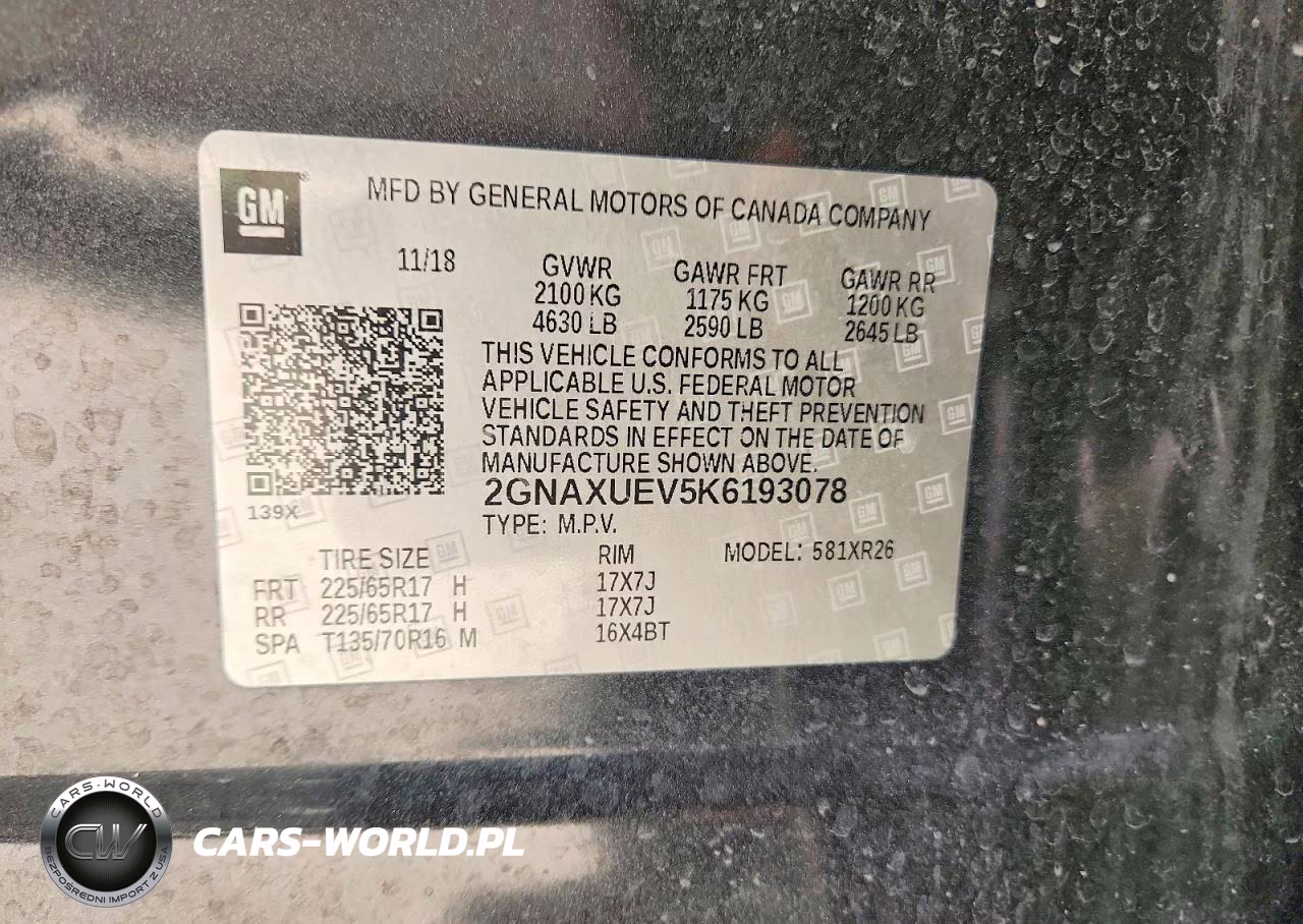 2019 Chevrolet Equinox Lt VIN:2GNAXUEV5K6193078 - 14