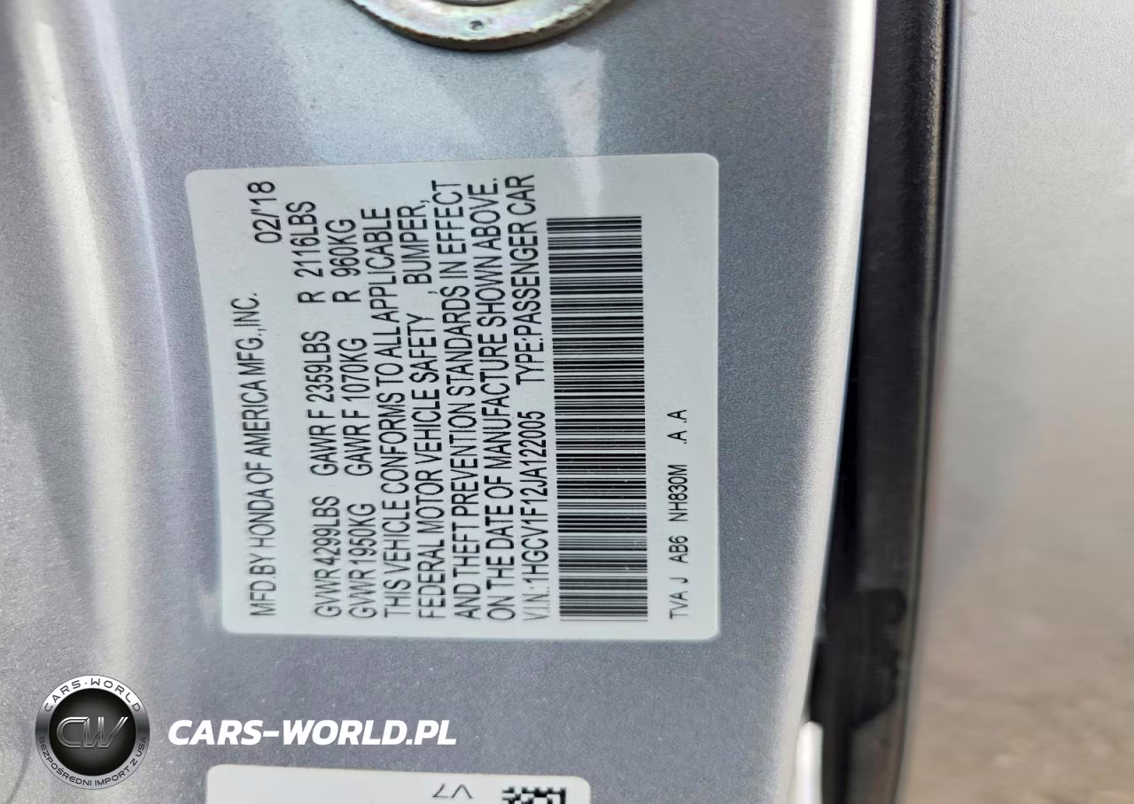 2018 Honda Accord Lx VIN:1HGCV1F12JA122005 - 12