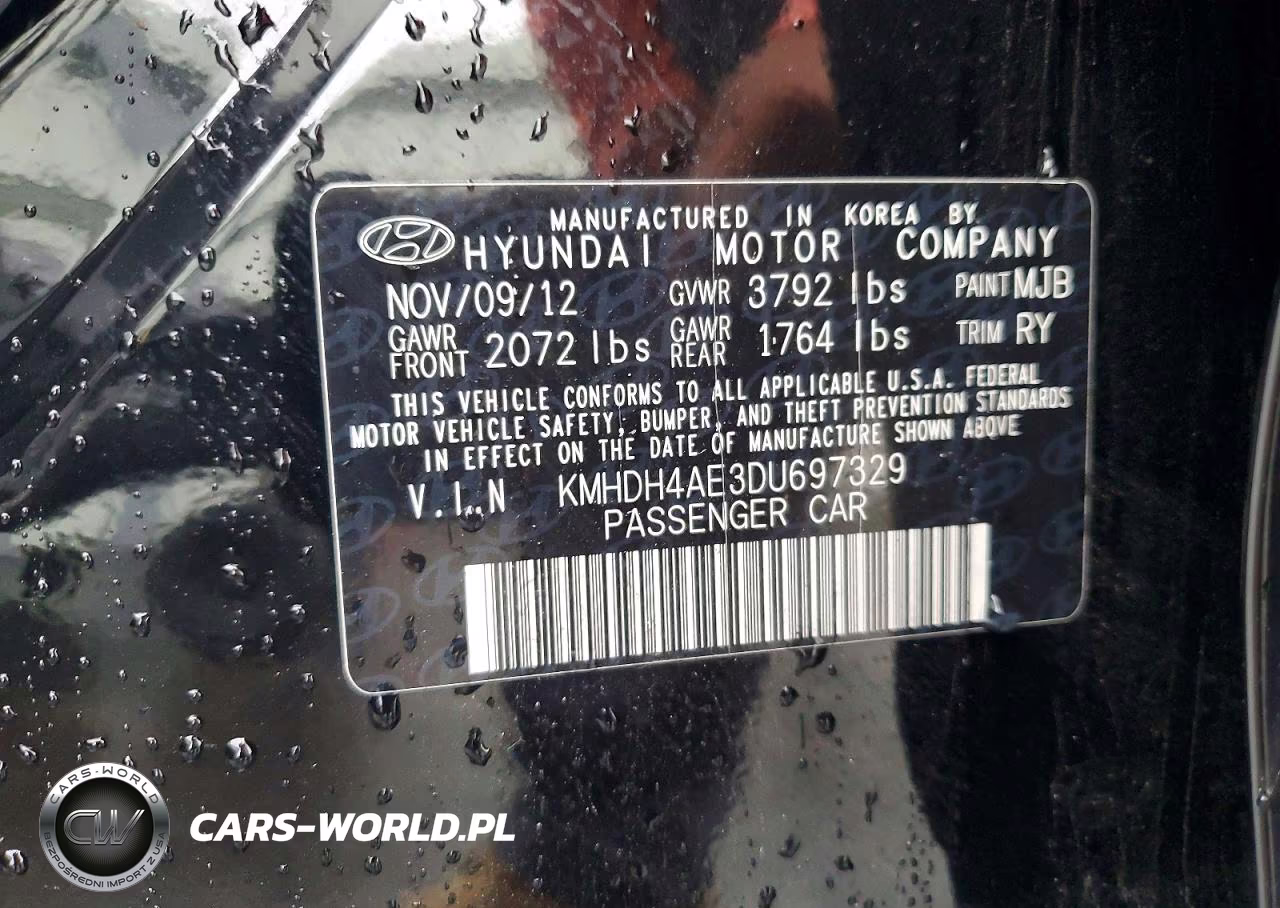 2013 Hyundai Elantra Limited VIN:KMHDH4AE3DU697329 - 12