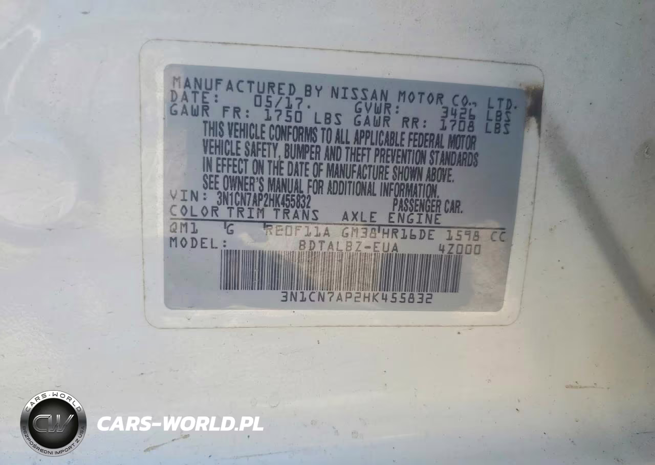 2017 Nissan Versa 1.6 Sv VIN:3N1CN7AP2HK455832 - 12