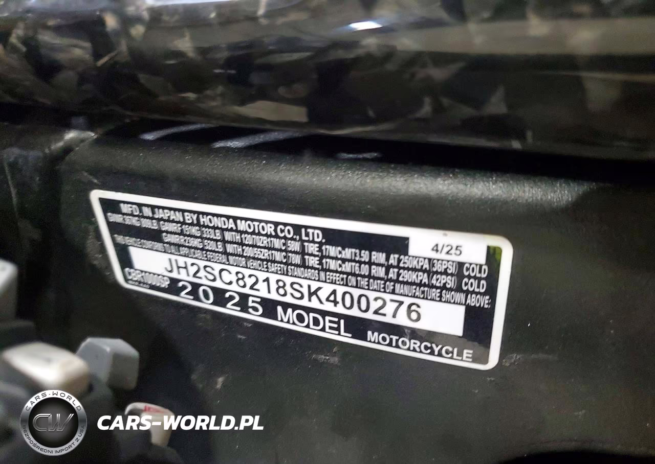 2025 Honda Cbr1000 VIN:JH2SC8218SK400276 - 9