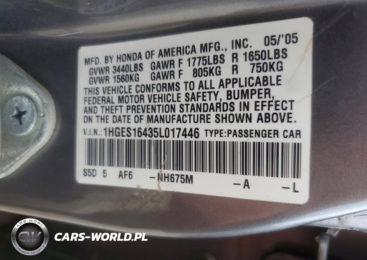 2005 Honda Civic Dx VIN:1HGES16435L017446 - 12