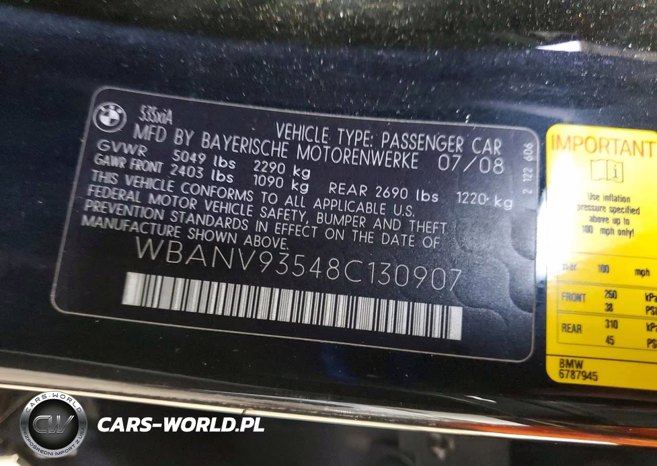 2008 BMW 535 Xi VIN:WBANV93548C130907 - 12