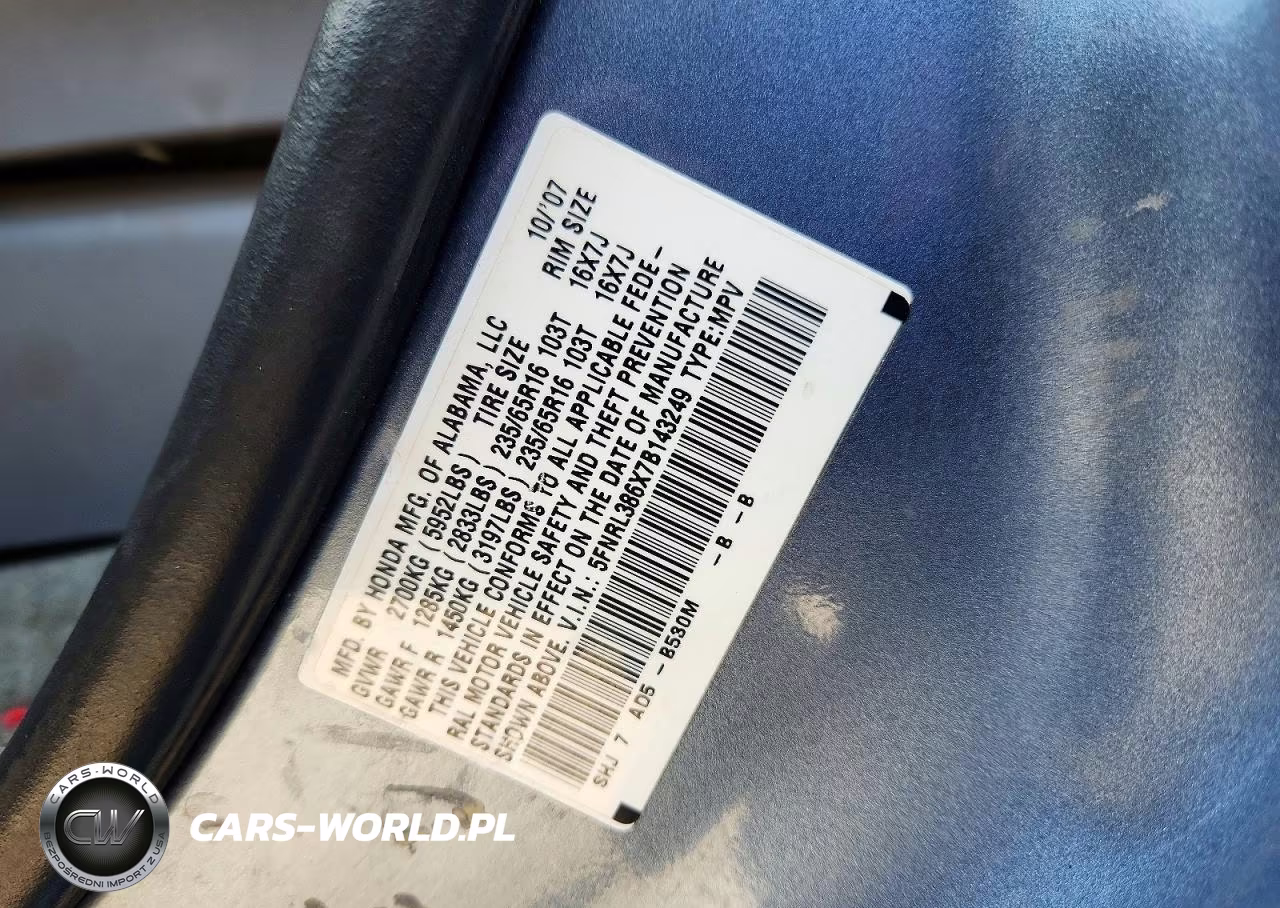 2007 Honda Odyssey Exl VIN:5FNRL386X7B143249 - 14