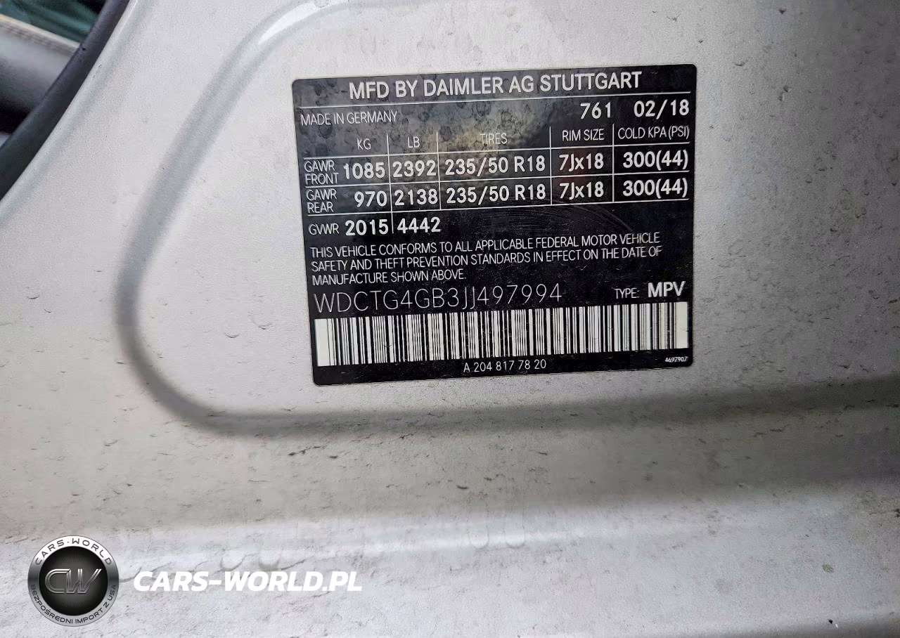 2018 Mercedes-Benz Gla 250 4Matic VIN:WDCTG4GB3JJ497994 - 12