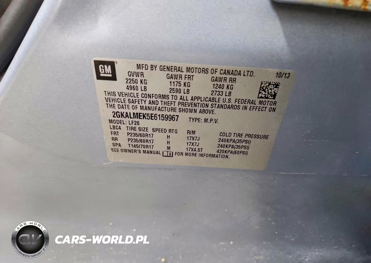 2014 GMC Terrain Sle VIN:2GKALMEK5E6159967 - 13