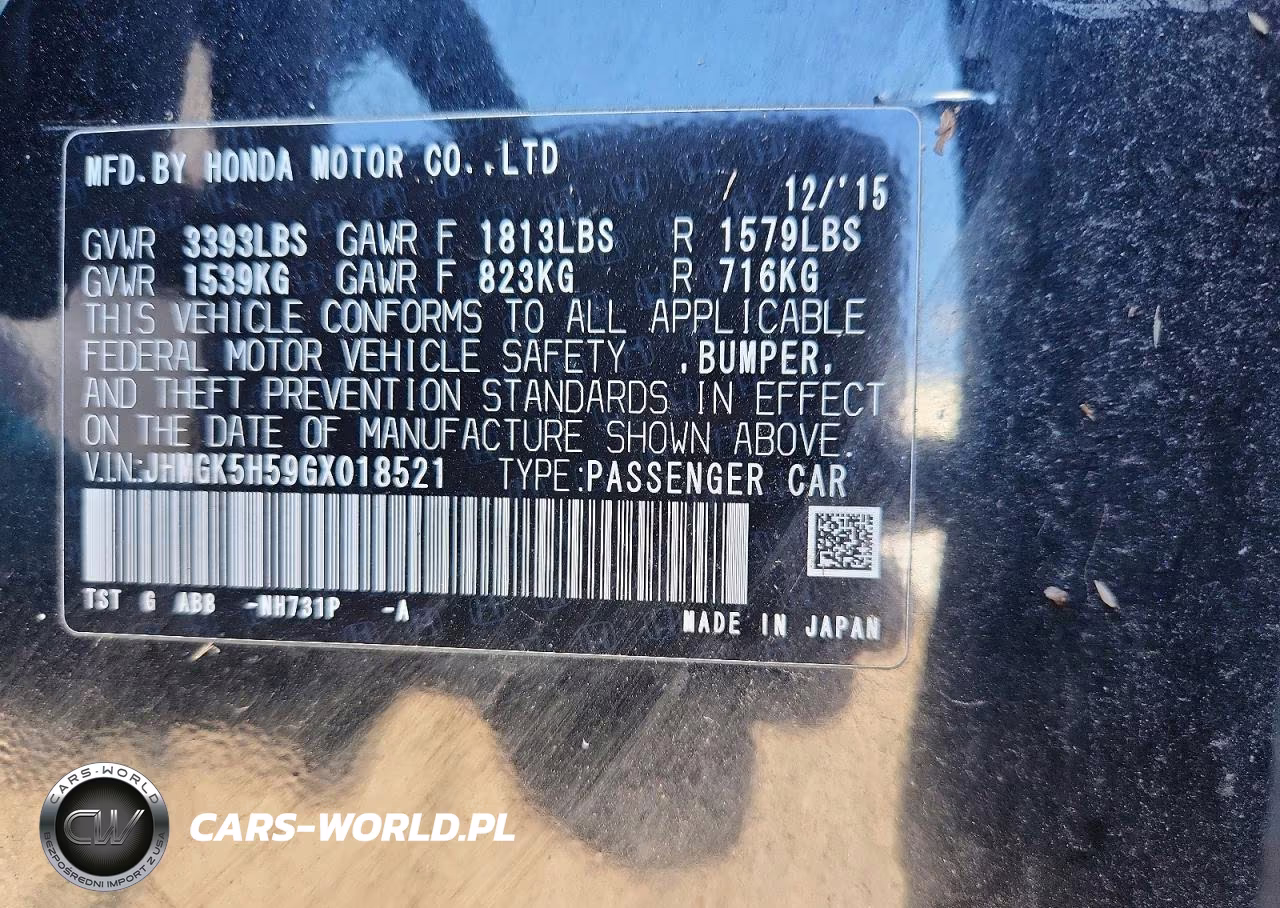 2016 Honda Fit Lx VIN:JHMGK5H59GX018521 - 12