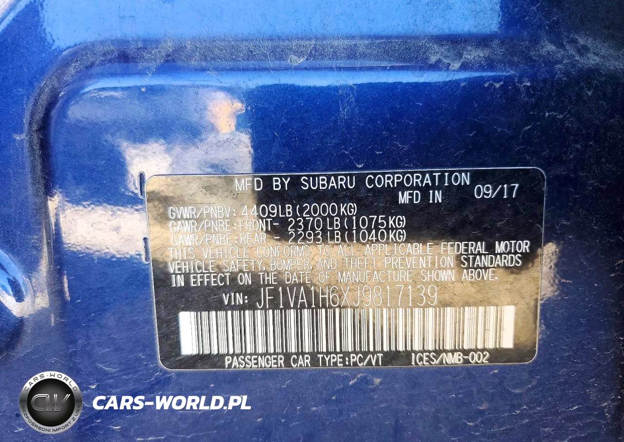 2018 Subaru Wrx Limited VIN:JF1VA1H6XJ9817139 - 12