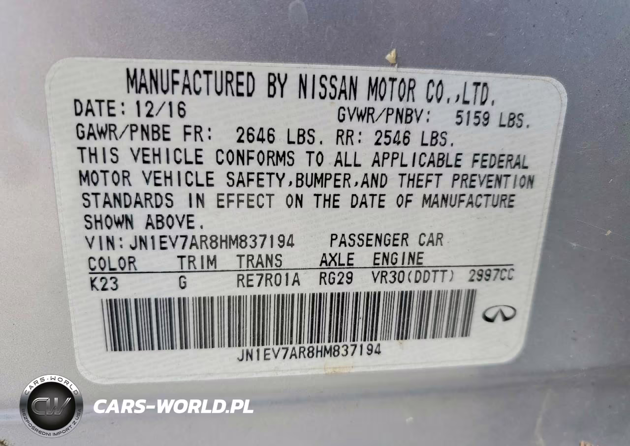 2017 Infiniti Q50 3.0T Signature Edition VIN:JN1EV7AR8HM837194 - 12