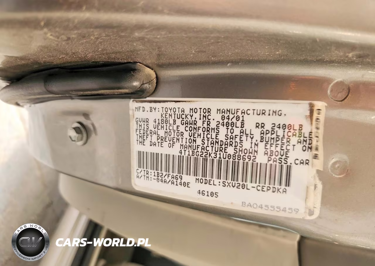 2001 Toyota Camry Ce VIN:4T1BG22K31U088692 - 12