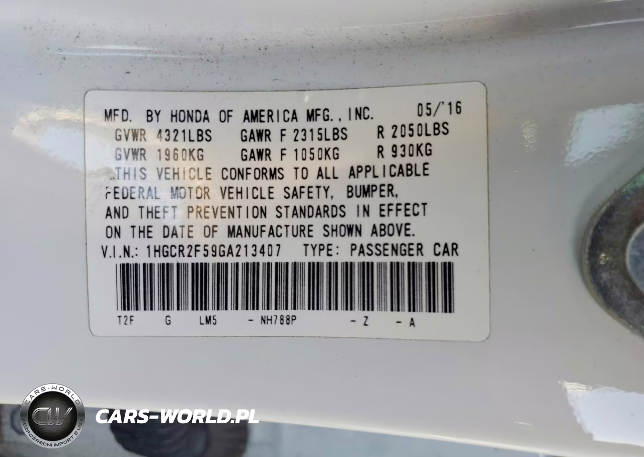 2016 Honda Accord Sport VIN:1HGCR2F59GA213407 - 12