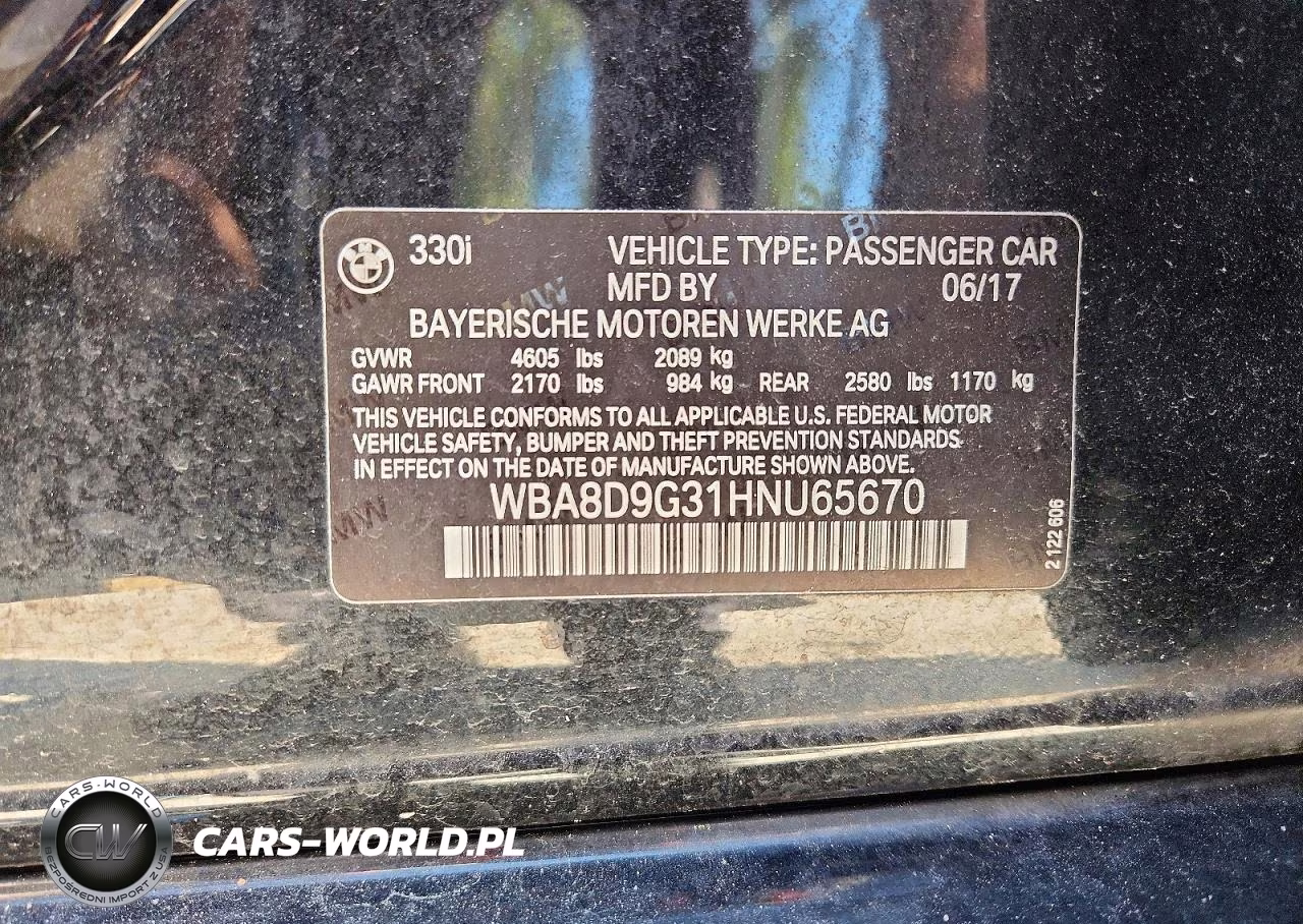 2017 BMW 330 Xi VIN:WBA8D9G31HNU65670 - 12