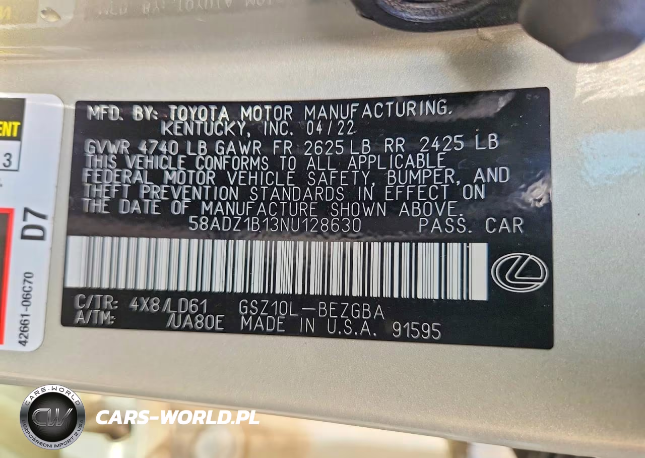 2022 Lexus Es 350 Base VIN:58ADZ1B13NU128630 - 12