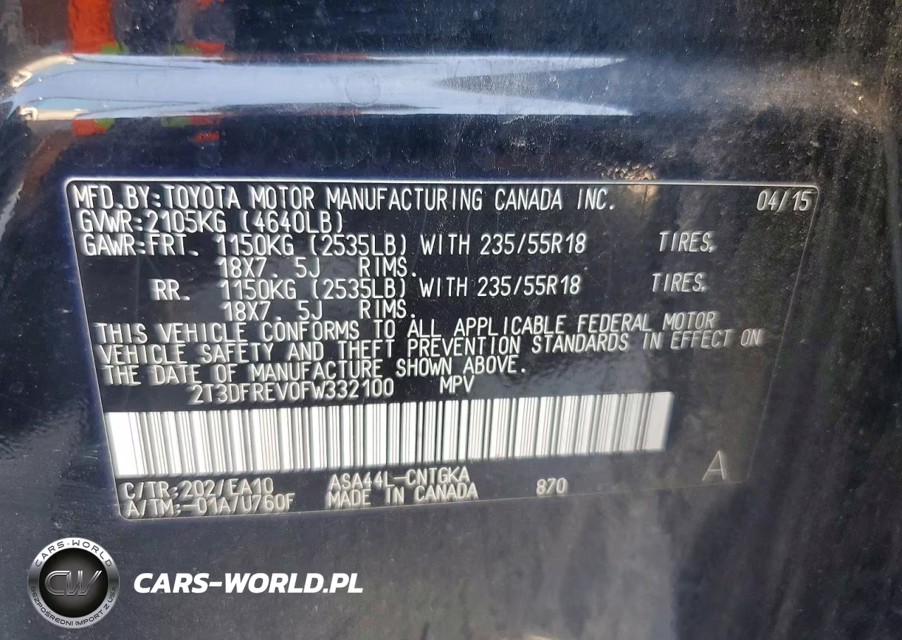 2015 Toyota Rav4 Limited VIN:2T3DFREV0FW332100 - 13