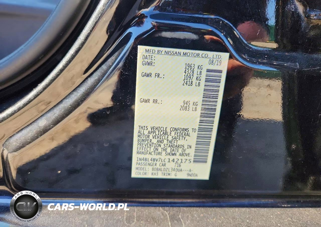 2020 Nissan Altima S VIN:1N4BL4BV7LC142175 - 12