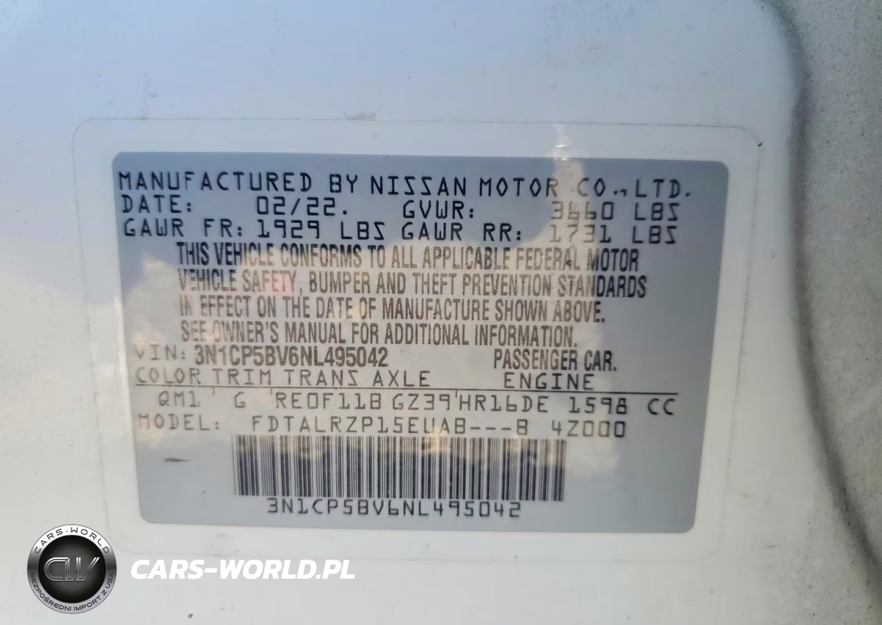 2022 Nissan Kicks S VIN:3N1CP5BV6NL495042 - 13