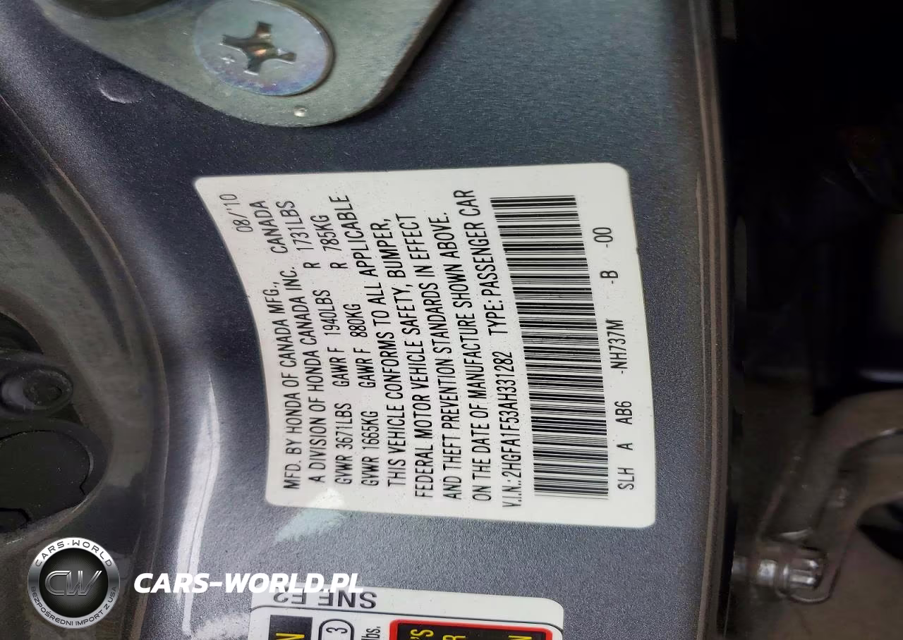 2010 Honda Civic Lx VIN:2HGFA1F53AH331282 - 12