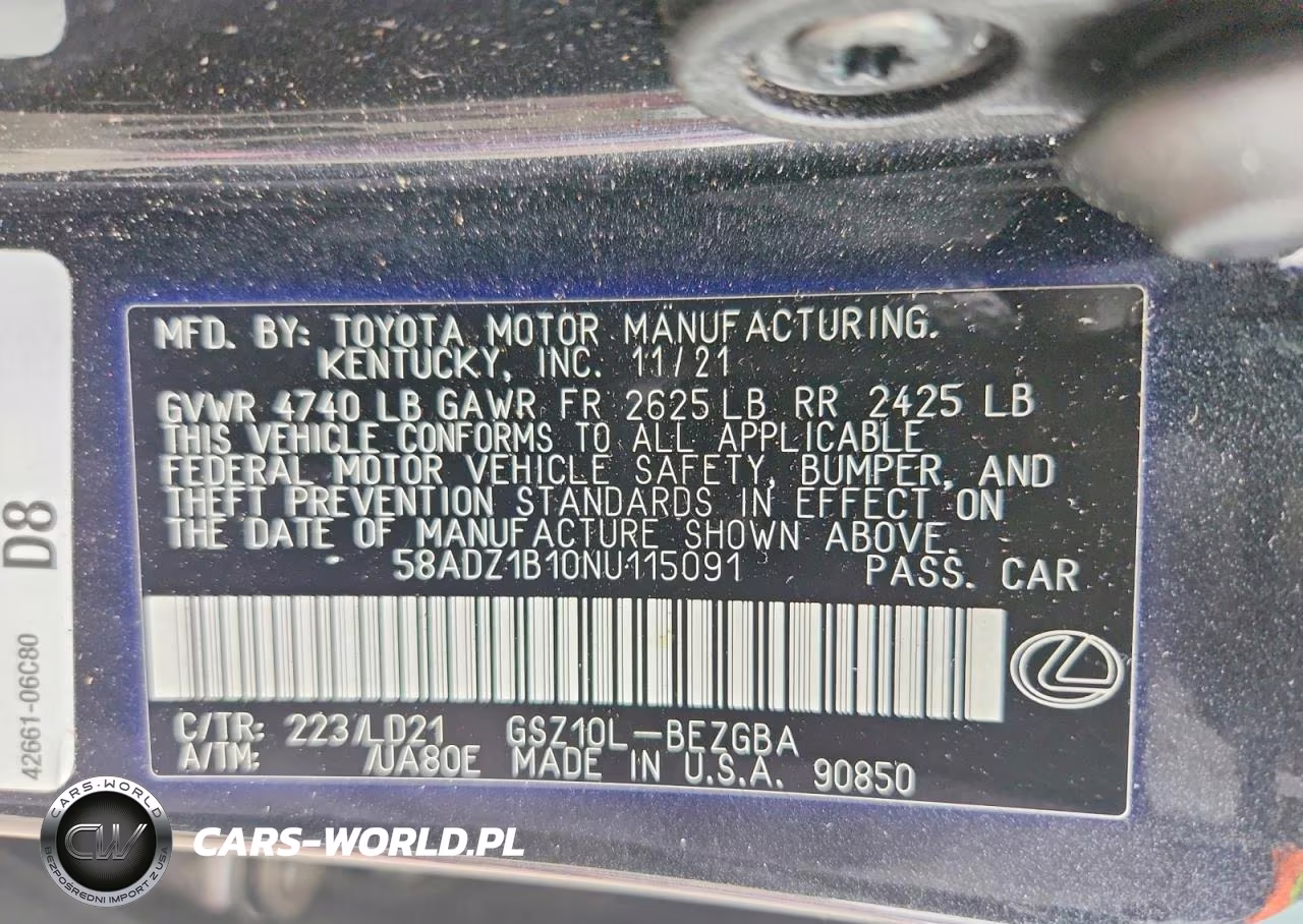 2022 Lexus Es 350 Base VIN:58ADZ1B10NU115091 - 13