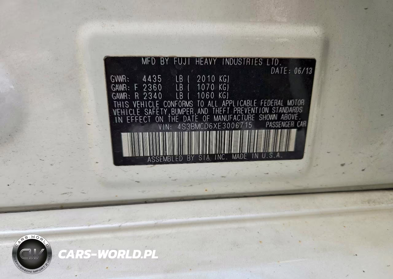 2014 Subaru Legacy 2.5I Premium VIN:4S3BMCD6XE3006715 - 12