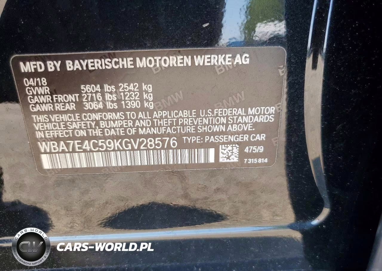 2019 BMW 740 Xi VIN:WBA7E4C59KGV28576 - 12