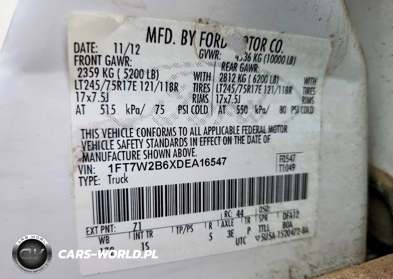 2013 Ford F250 Super Duty VIN:1FT7W2B6XDEA16547 - 12