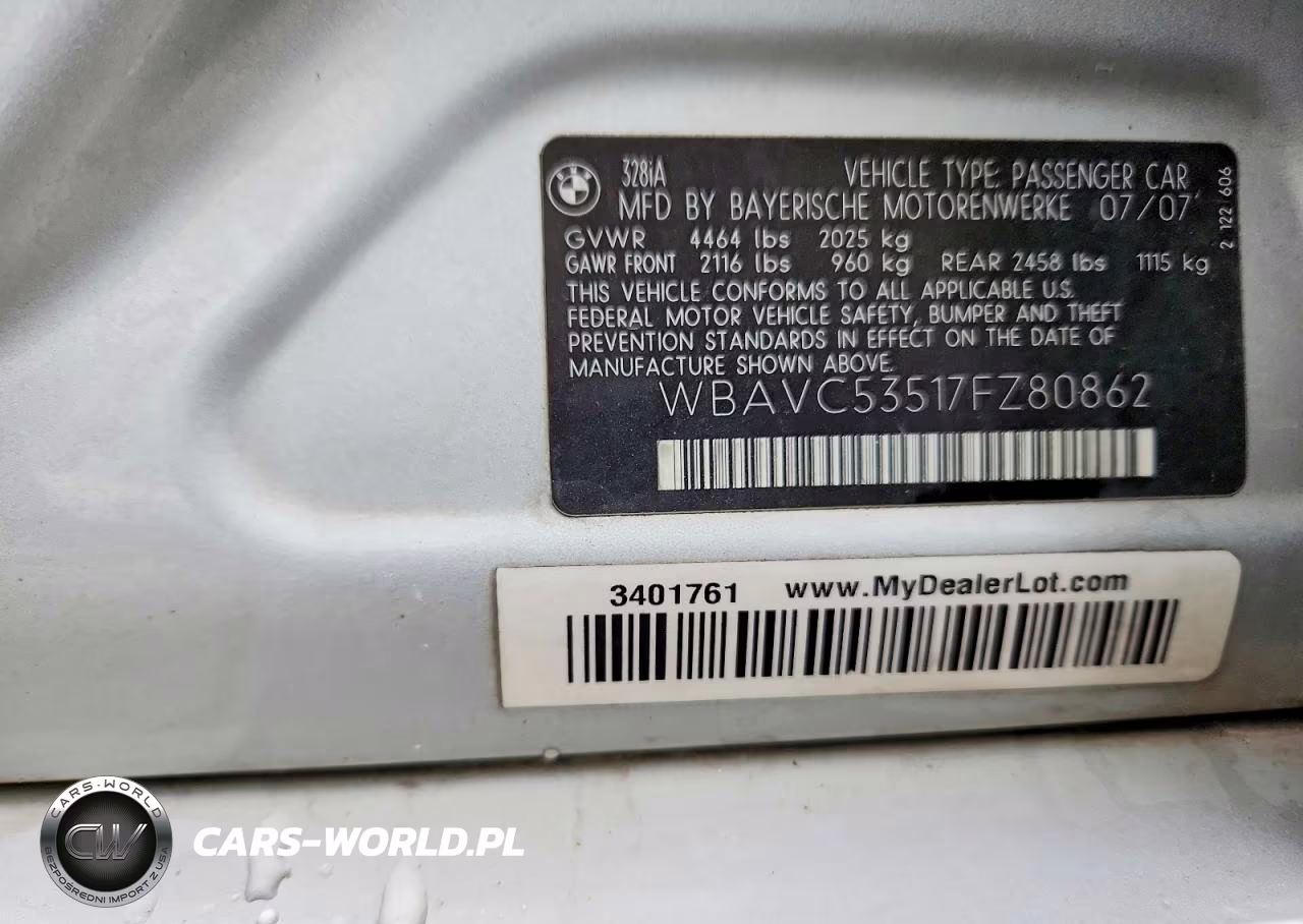 2007 BMW 328 I Sulev VIN:WBAVC53517FZ80862 - 12