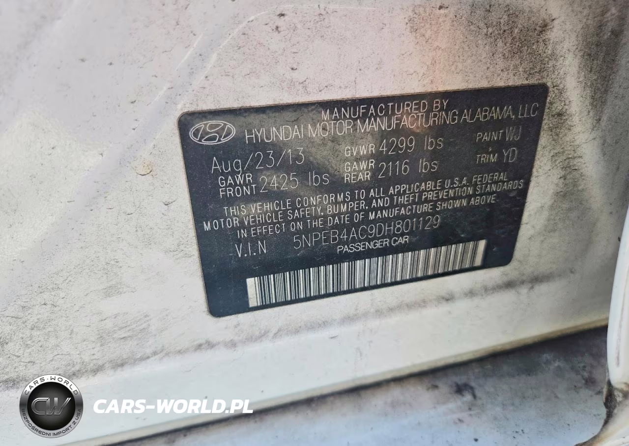 2013 Hyundai Sonata Gls VIN:5NPEB4AC9DH801129 - 12