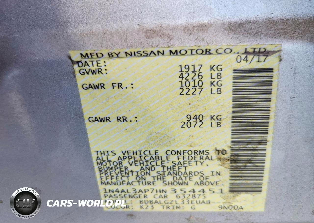 2017 Nissan Altima 2.5 S VIN:1N4AL3AP7HN354451 - 13