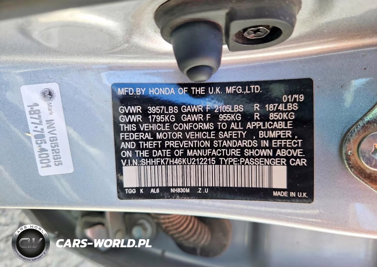 2019 Honda Civic Sport VIN:SHHFK7H46KU212215 - 12