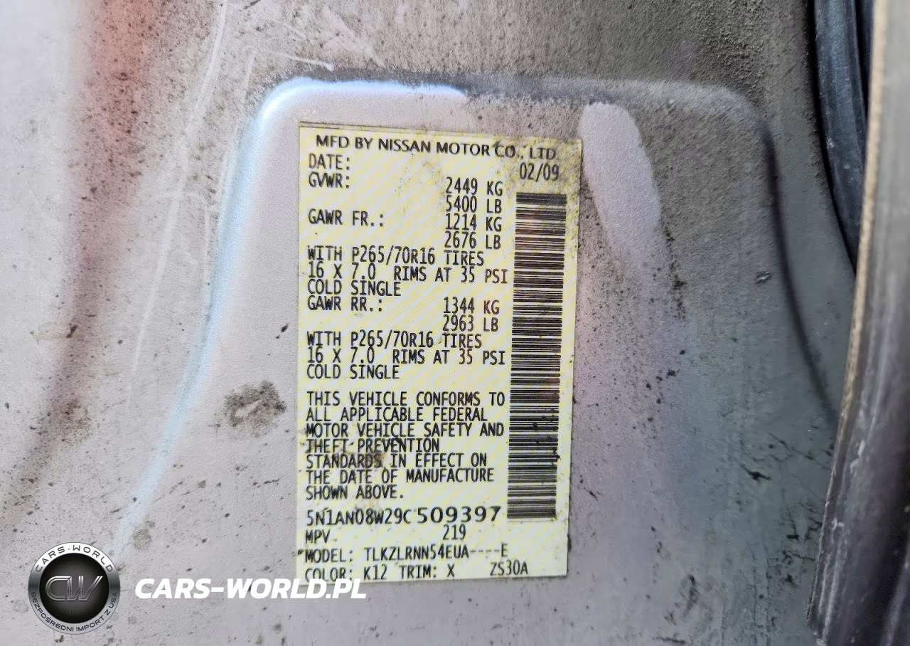 2009 Nissan Xterra X VIN:5N1AN08W29C509397 - 13